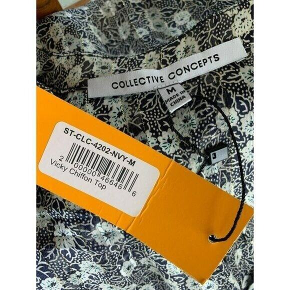 Collective Concepts Medium surplice floral Vicky Chiffon long sleeve top NWT - Picture 5 of 7